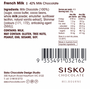Bars | French Milk Chocolate | 42% cacao | 90g
