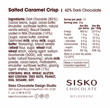 Load image into Gallery viewer, Daily Dose | Salted Caramel Crisp | Dark Chocolate | 62% cacao | 200g