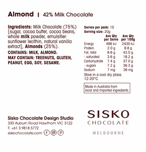 Daily Dose | Almond | Milk Chocolate | 42% cacao | 200g