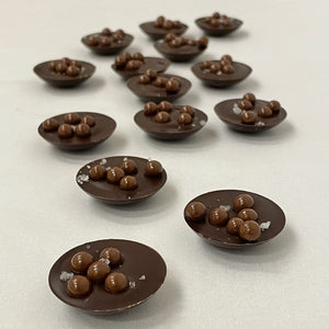 salted caramel crisp on french dark couverture chocolate