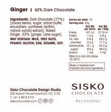 Load image into Gallery viewer, Daily Dose | Ginger | Dark Chocolate | 62% cacao | 200g