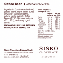 Load image into Gallery viewer, Daily Dose | Coffee Bean | Dark Chocolate | 62% cacao | 200g
