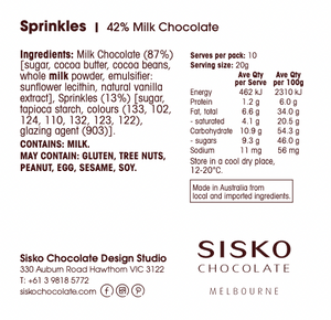 Daily Dose | Sprinkles | Milk Chocolate | 42% cacao | 200g