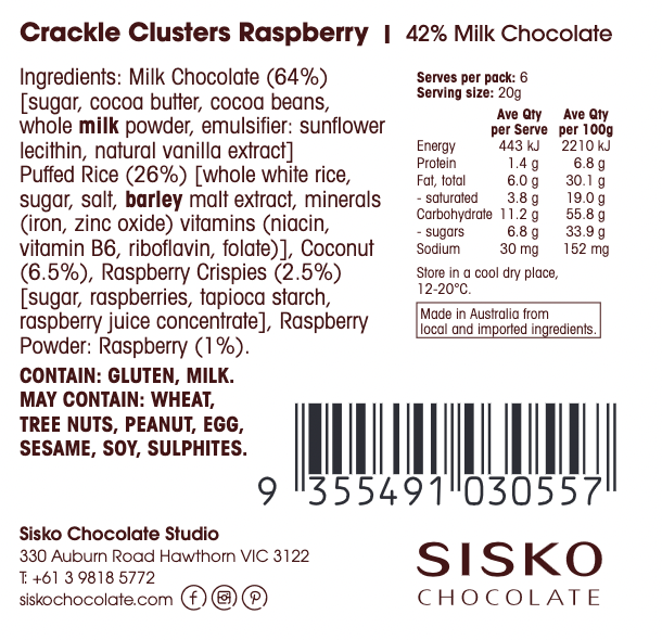 Crackle Clusters | Raspberry  | Milk Chocolate