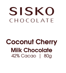 Disk | Coconut Cherry | French Milk Chocolate | 42% Cacao | 80g