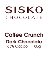 Disk | Coffee Crunch | French Dark Chocolate | 62% Cacao | 80g