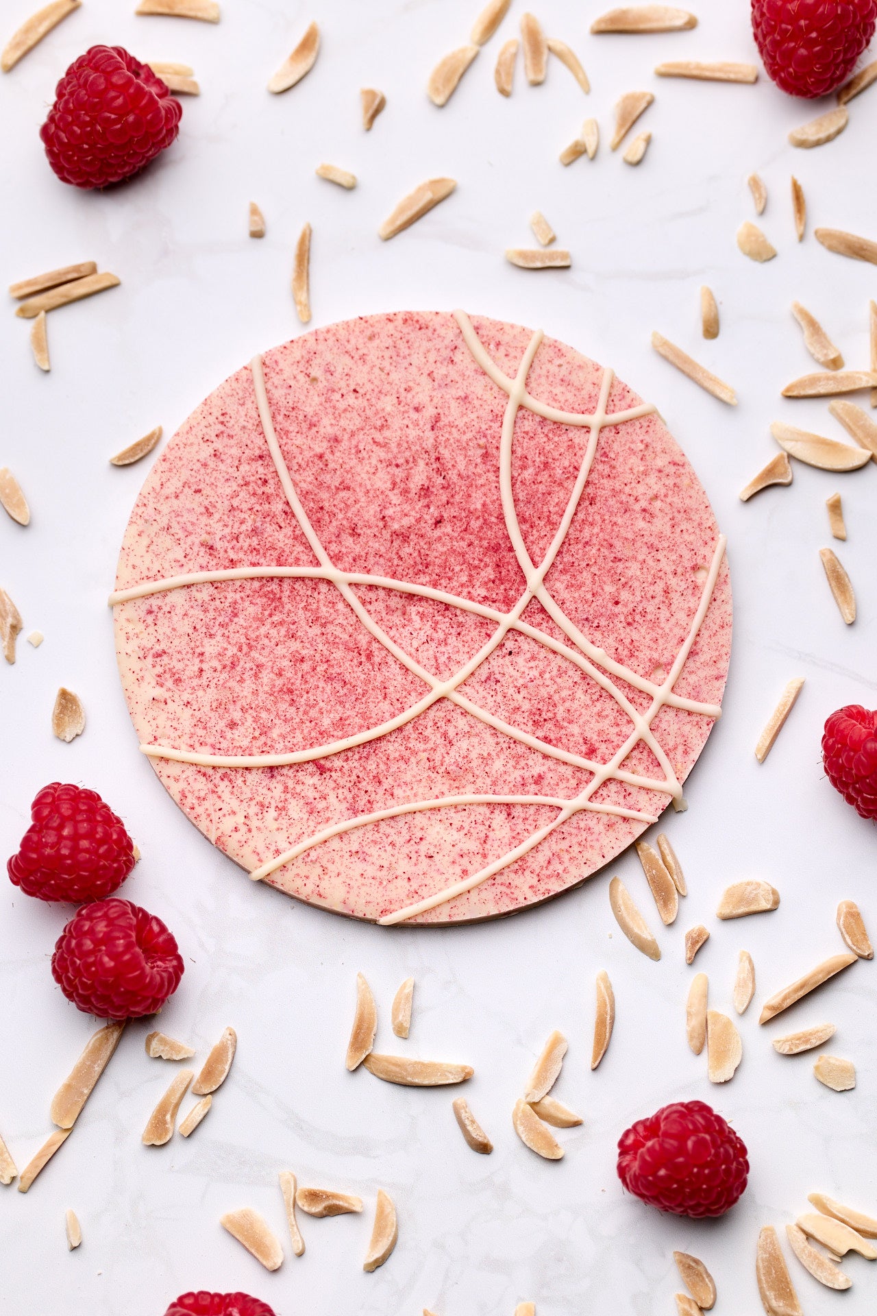 Disk | Raspberry Almond | French White Chocolate | 31% Cocoa Butter | 80g