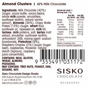 Almond Clusters | French Milk Chocolate | 42% Cacao | 100g