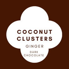 Load image into Gallery viewer, Coconut Clusters | Ginger | French Dark Chocolate | 62% Cacao | 100g