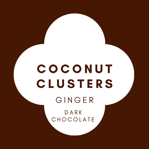 Coconut Clusters | Ginger | French Dark Chocolate | 62% Cacao | 100g