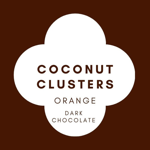 Coconut Clusters | Orange | French Dark Chocolate | 62% Cacao | 100g